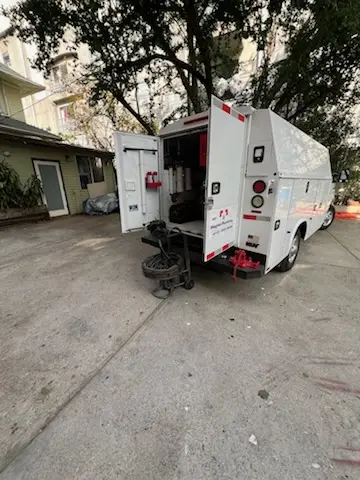 Magnet Plumbing service vehicle on-site for Sewer Line Repair in Lancaster
